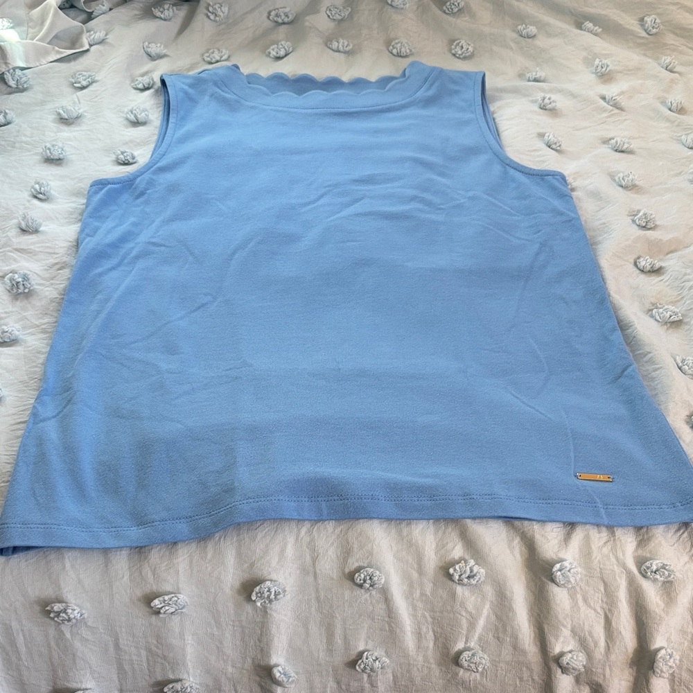 Anne Klein Light Blue Scalloped Tank Top